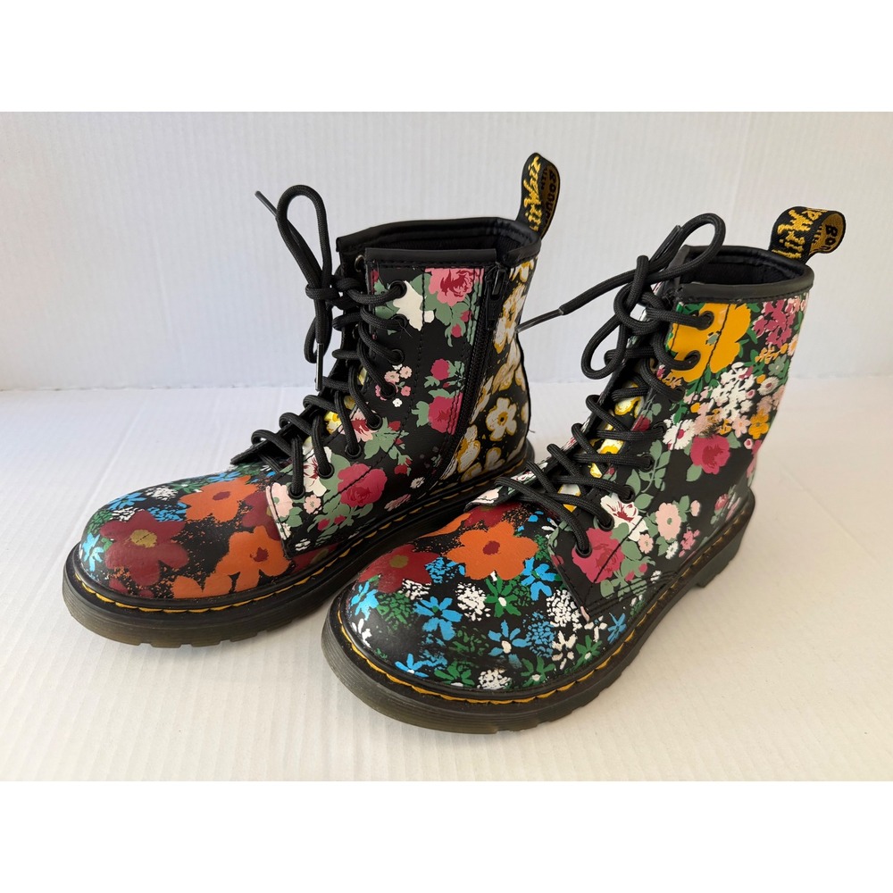 Dr. Martens Boots 1460 J Floral Pansy Fayre Size 5 Multi Lace Up Zip Combat